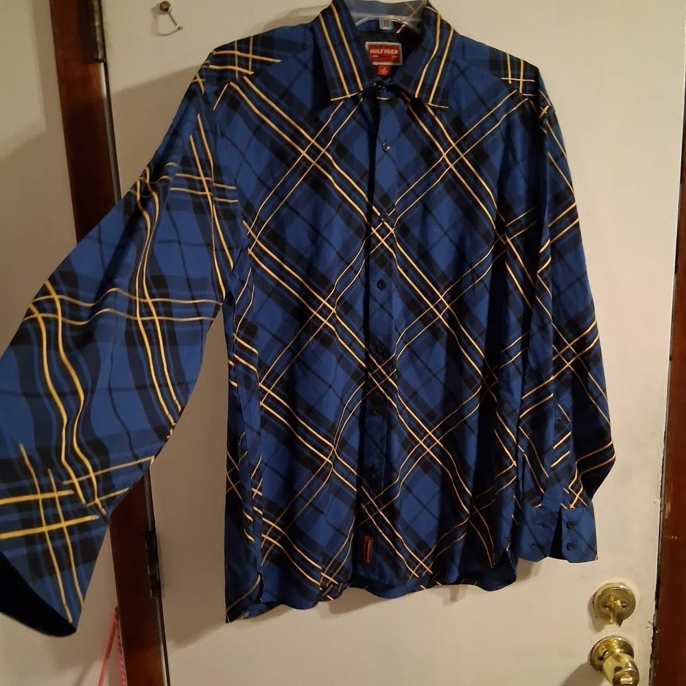 Vtg Y2K  TOMMY HILFIGER  Red Label M Blue Gold Ben Descendants‎ Disney Bound EUC